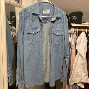 New “without” tags.  Poncho Jean snap button down long sleeve.